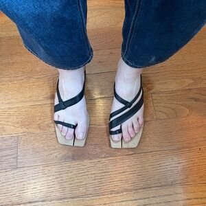 Miista Black Leather Heeled Sandals